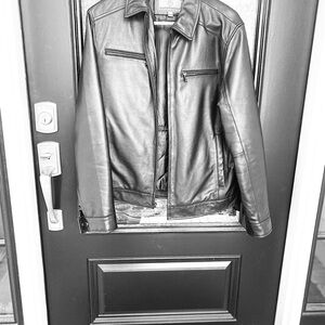 Classic Black Leather Bomber Jacket